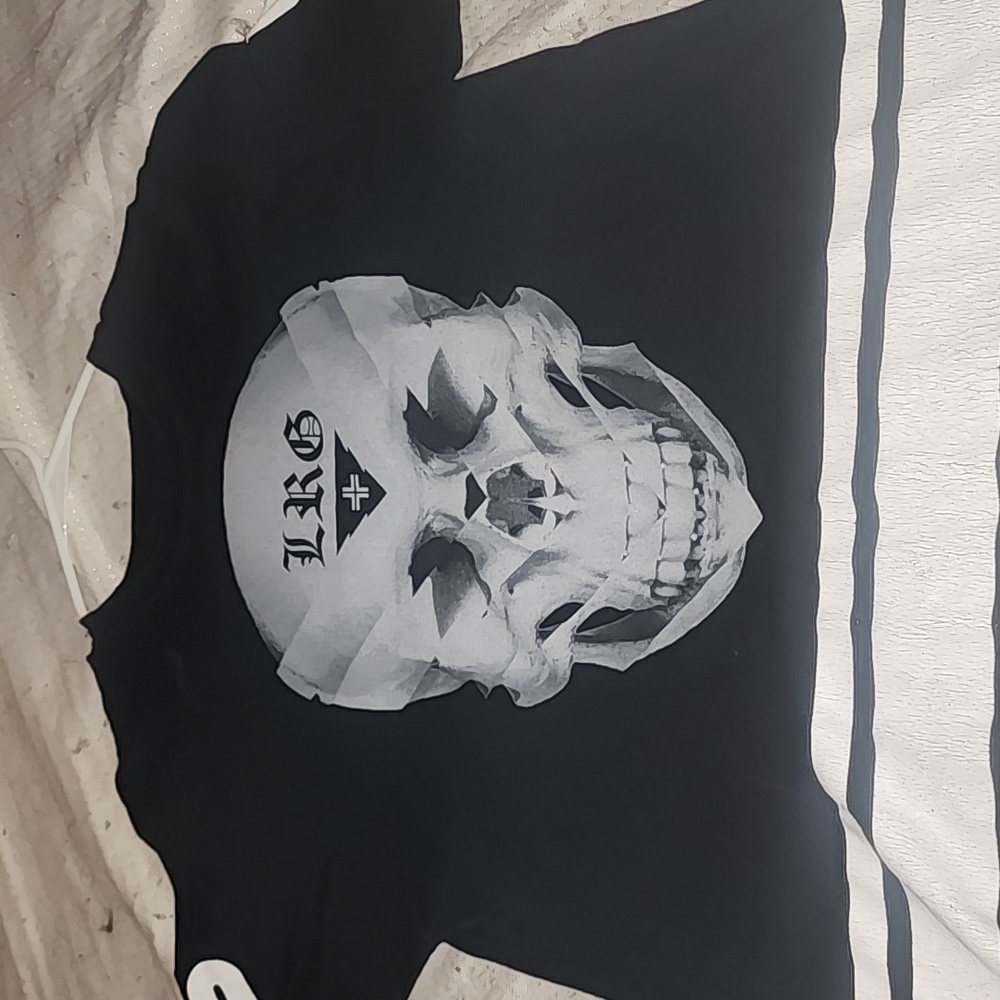 Lrg brand t-shirt, black with white stripes, size medium